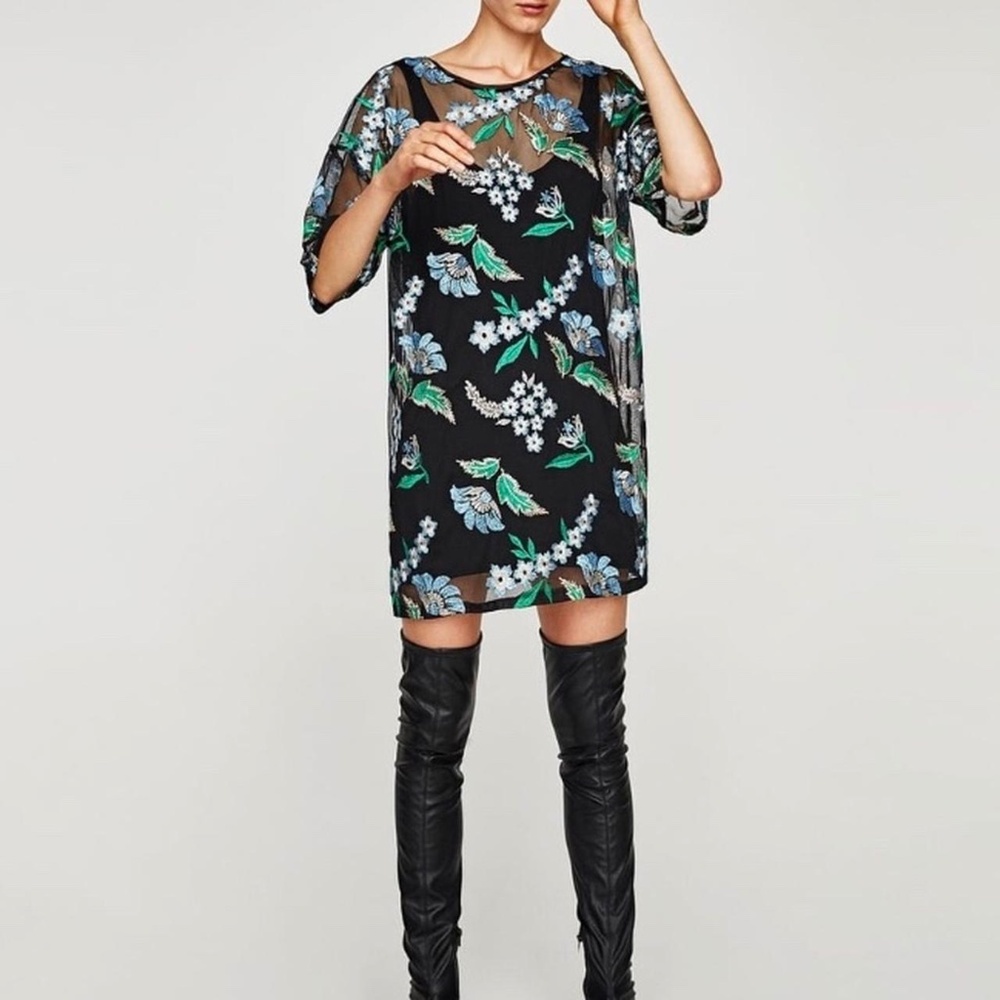 Zara Black Sheer Mini Dress